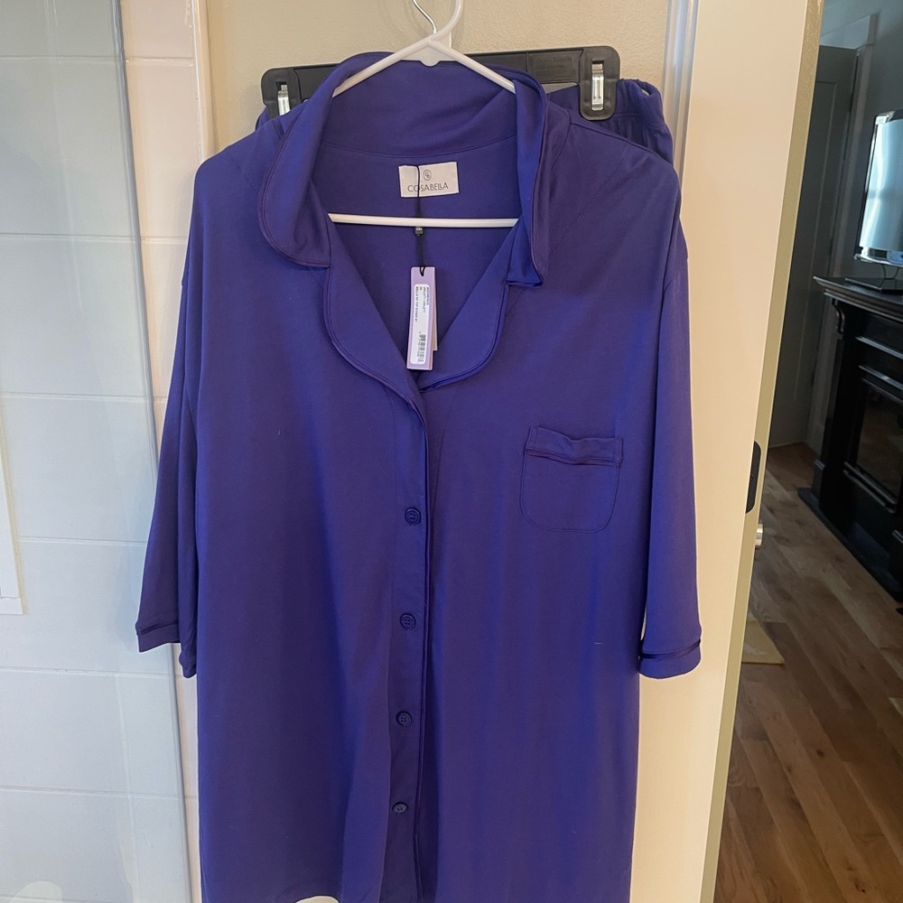 NWT Cosabella 3X Purple Bella Short Sleeve Top & Boxer Shorts Pajama Set 95246